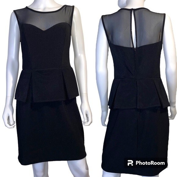 Bisou Bisou Sleeveless Peplum Waist Sweetheart Neckline Black Dress Size 10 - Picture 1 of 8